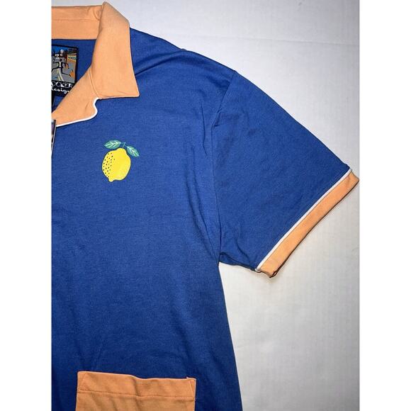 Knickerbocker Vintage Design Shirt Men’s Size L Blue Lemon Tony Retro Button Up - Picture 4 of 16